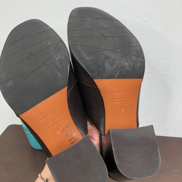 NEW Aquatalia Elaina Calf Leather Slip On Open Toe Mules in Espresso Size 9M - Picture 5 of 8